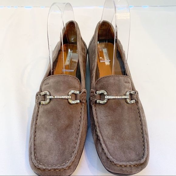 Geox Respira Suede Taupe Horsebit Loafers Size 39 - Picture 2 of 10
